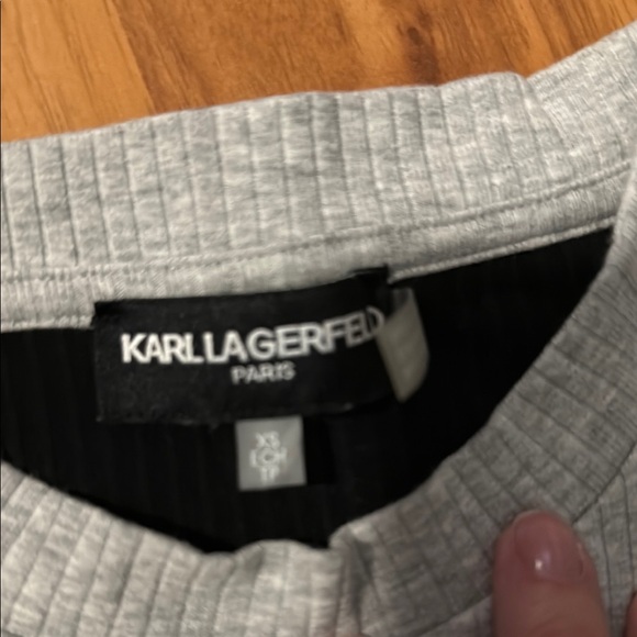 Karl Lagerfeld Black and Gray Long Sleeve Top - Picture 3 of 4
